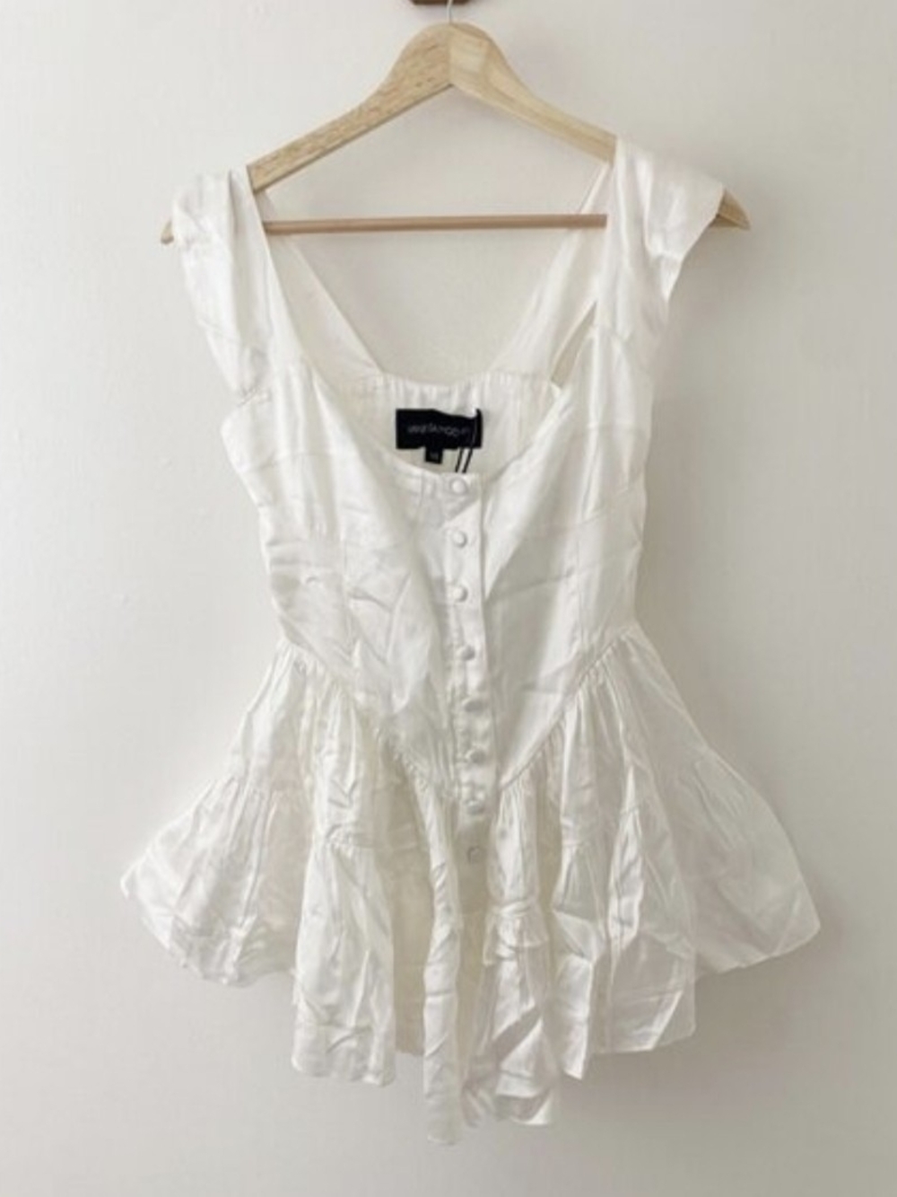 Vanessa Mooney White Button-Front Peplum Blouse